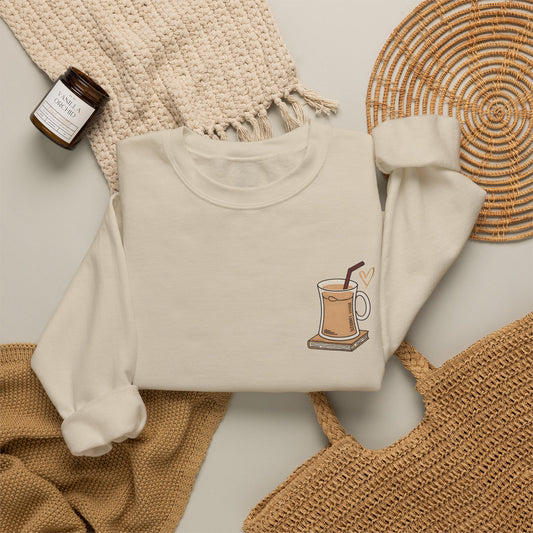 Coffee Mug & Book Crewneck Sweatshirt