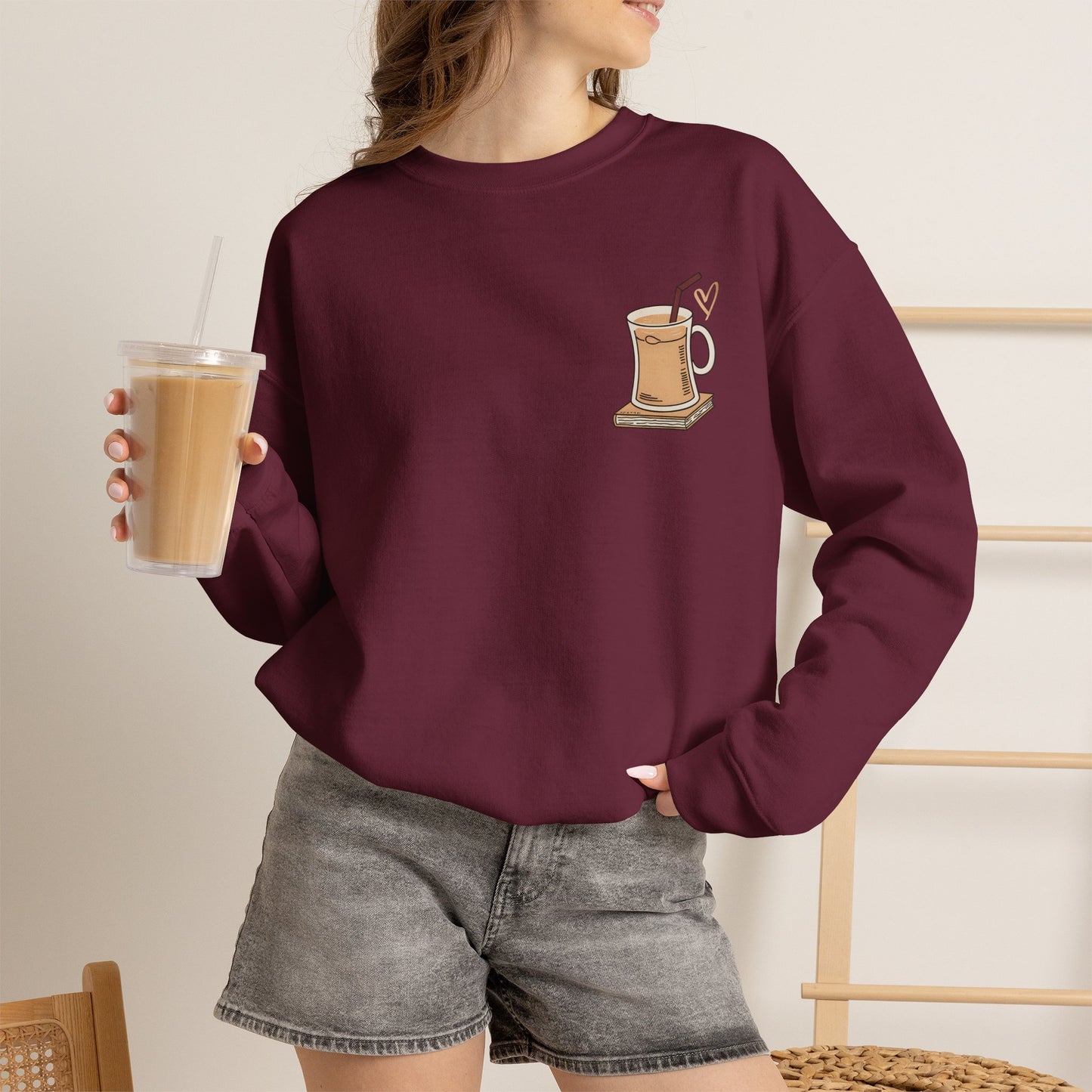 Coffee Mug & Book Crewneck Sweatshirt