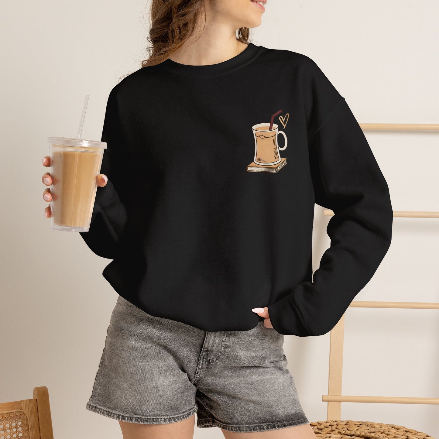 Coffee Mug & Book Crewneck Sweatshirt