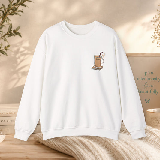 Coffee Mug & Book Crewneck Sweatshirt