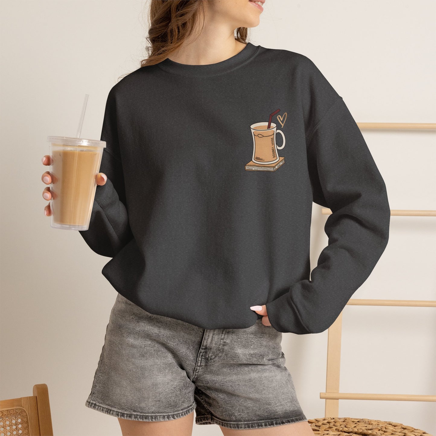 Coffee Mug & Book Crewneck Sweatshirt